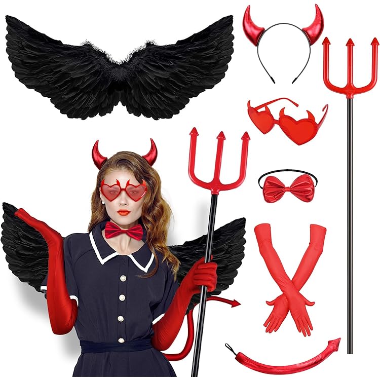 Amazon.com: BLUE PANDA 5-Piece Devil Halloween Costume with Red